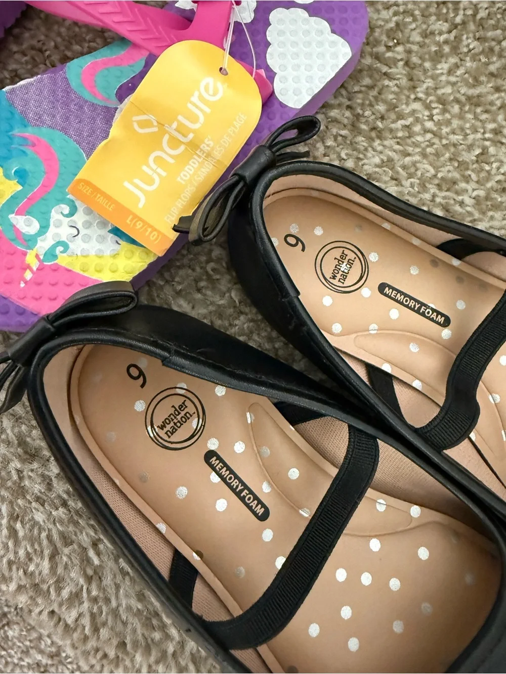 Girls Toddler Wonder Nation Black Shoes and Sandals Bundle Size 9